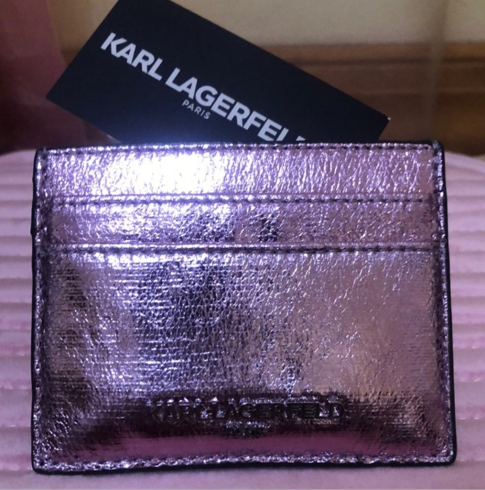 Rare Karl Lagerfeld Metallic Purple Card Holder NwT